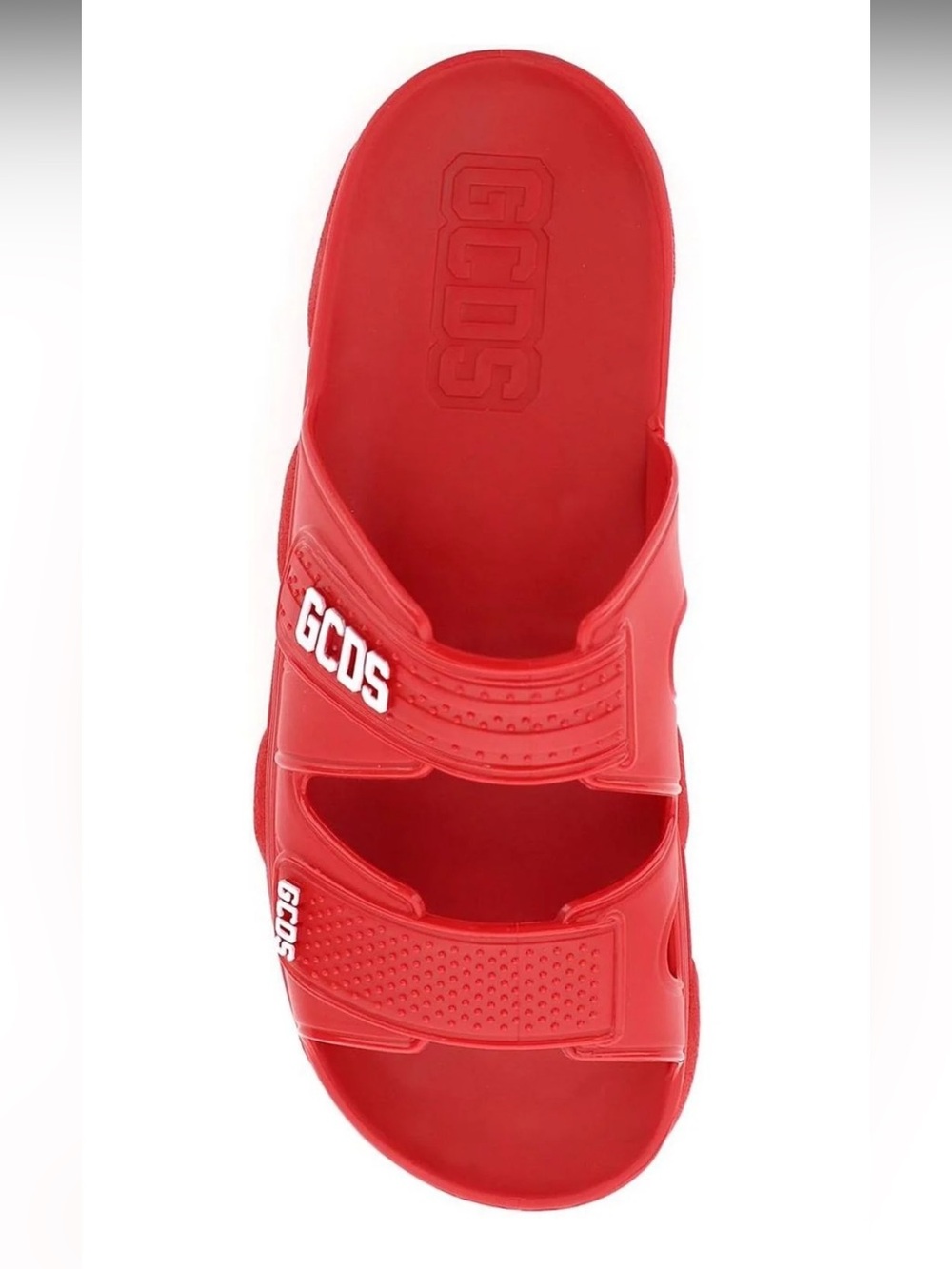 GCDS Unisex Red Double-Strap Slide Sandal